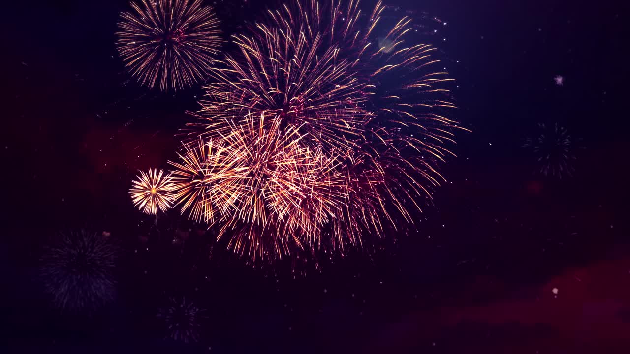 The magical particle fireworks explosions sparkle explosion glow loop animation background birthday