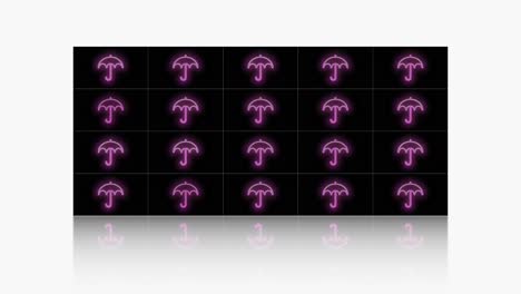 Pulsing-neon-umbrella-icons-pattern-with-led-light-in-casino-style