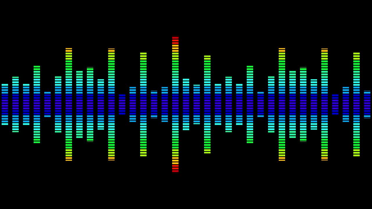다채로운 파동선, 이라이저의 사운드 파동, 디지털 스 파동 개념, 검은 바탕에 미래의 루프, 음악, 다채로운파동 애니메이션