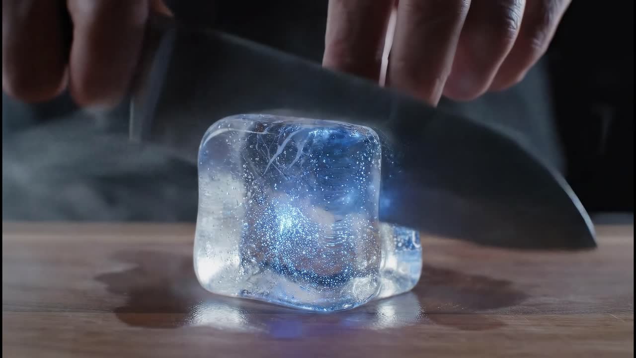 Cutting ice with a knife