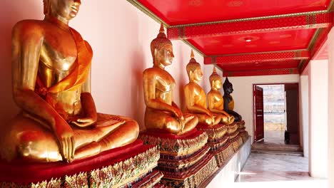 row of buddha statues in wat pho temple