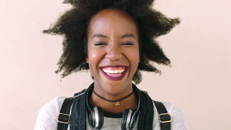 closeup portrait of a young woman laughing