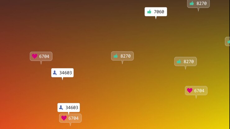 Animation of icons and changing numbers in message boxes against gradient background
