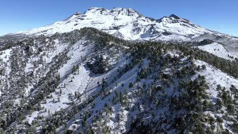 the breathtaking sight of iztaccihuatl, mexico, cloaked in rare snow. this captivating aerial video highlights the majestic volcano's winter transformation, ideal for nature and travel projects.