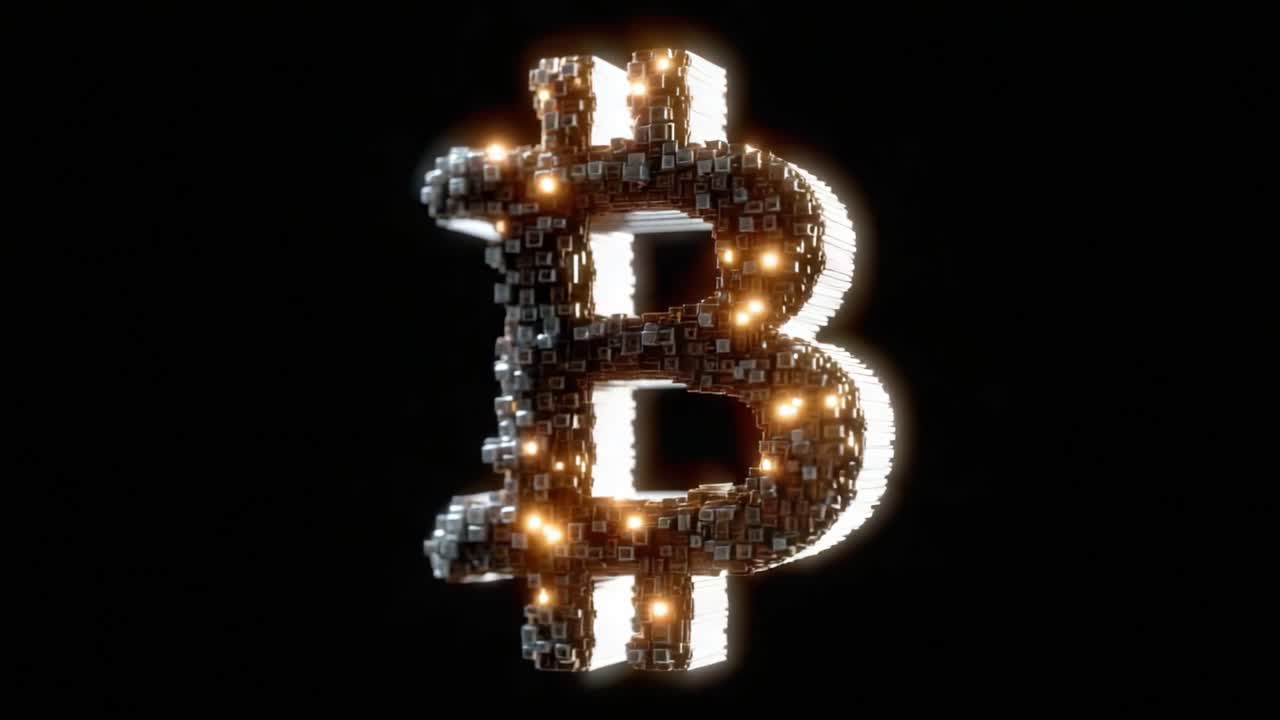 Stunning 3D Render of a Bitcoin Symbol Illuminated by Glowing Lights Capturing the Essence of Cryptocurrency and Digital Finance Innovations