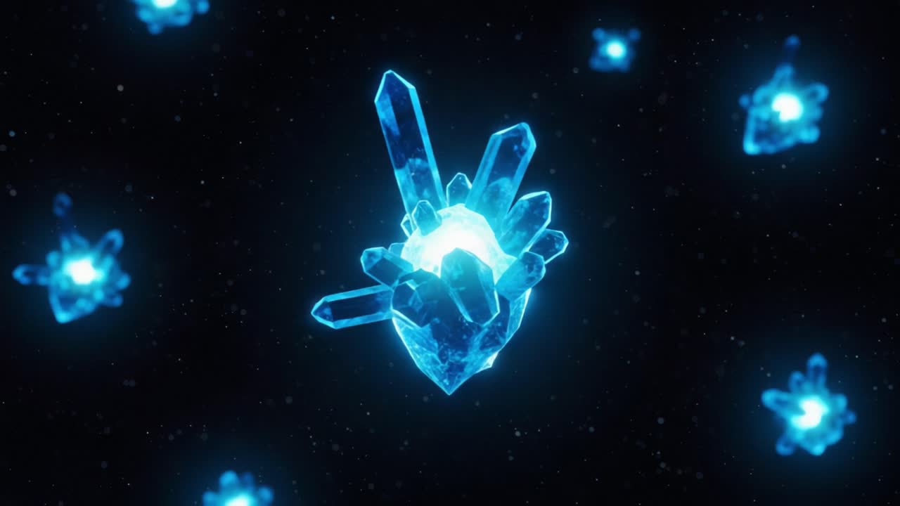 Mesmerizing Crystalline Formations Illuminate the Cosmic Void, Capturing Stunning Light Reflections in a Dazzling Display of Colors and Shapes