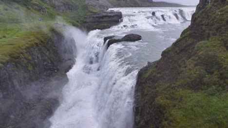 drone shot of hvita river canyon and gullfoss waterfall, iceland 60fps