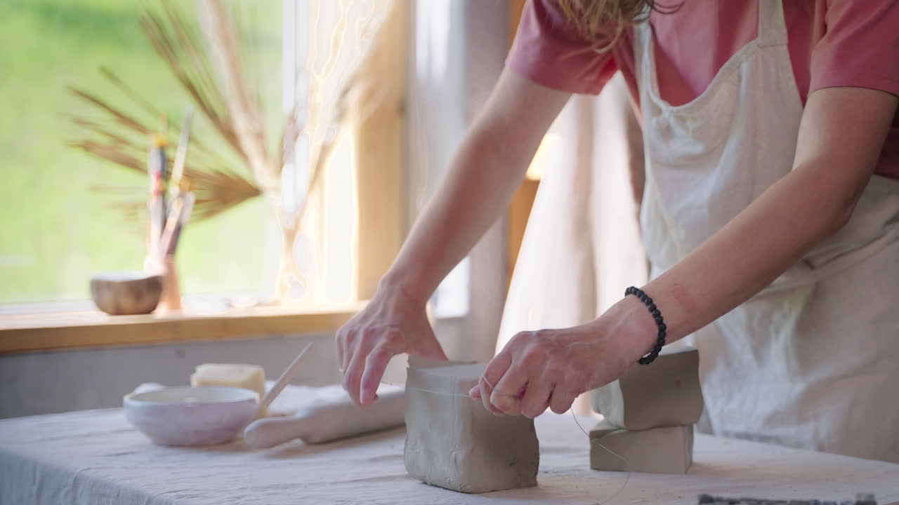 mujer esculpiendo arcilla