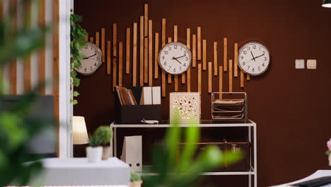 empty front desk and lobby at luxurious vacation resort