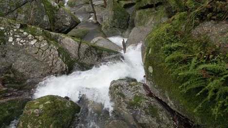 Grüner-Wasserfall-Am-Flussufer-In-Barrias,-Felgueiras-Portugal---Luftaufnahme