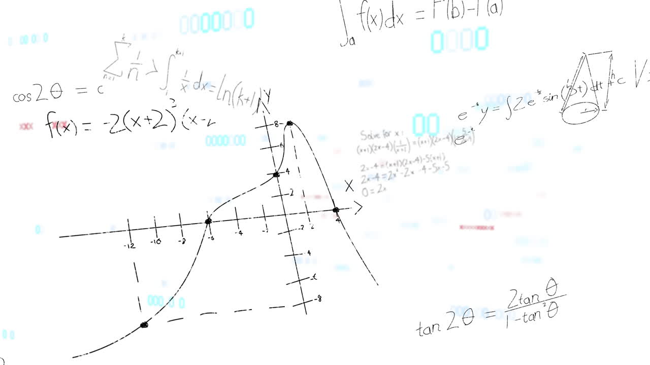 색 배경에 수학적 데이터 처리의 애니메이션