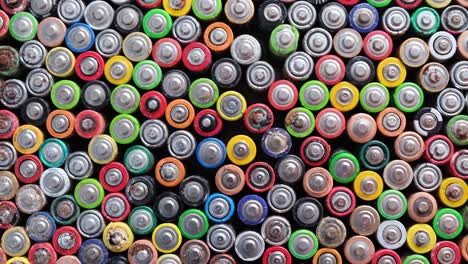 close up top view of rows of aa energy batteries abstract background of colorful batteries close up top view of rows of aa energy batteries abstract background of colorful batteries several batteries are standing nearby lots of aa batteries toxic pollution of the planet earth
