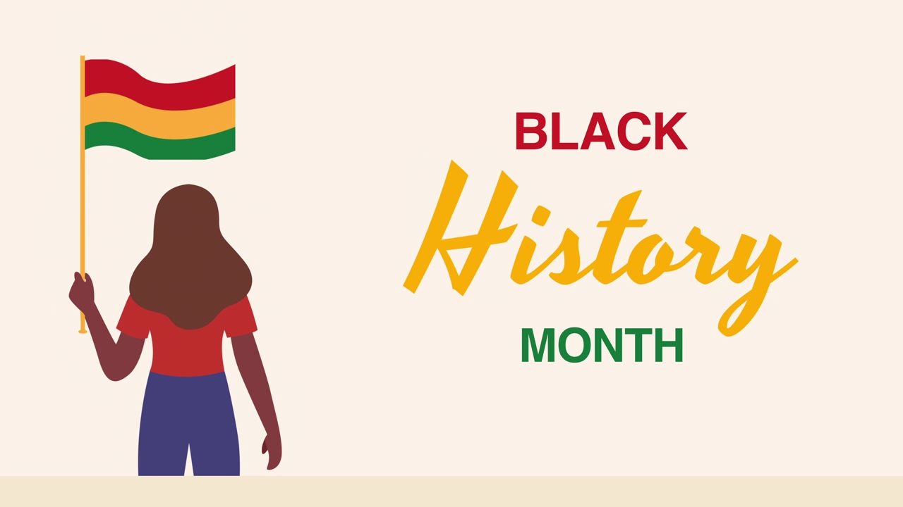 Black History Month Animation with Woman Holding Pan-African Flag