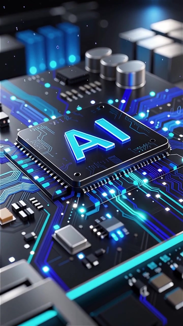 Futuristic AI Chip Motherboard Technology Background