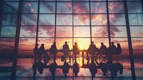 business meeting at sunset