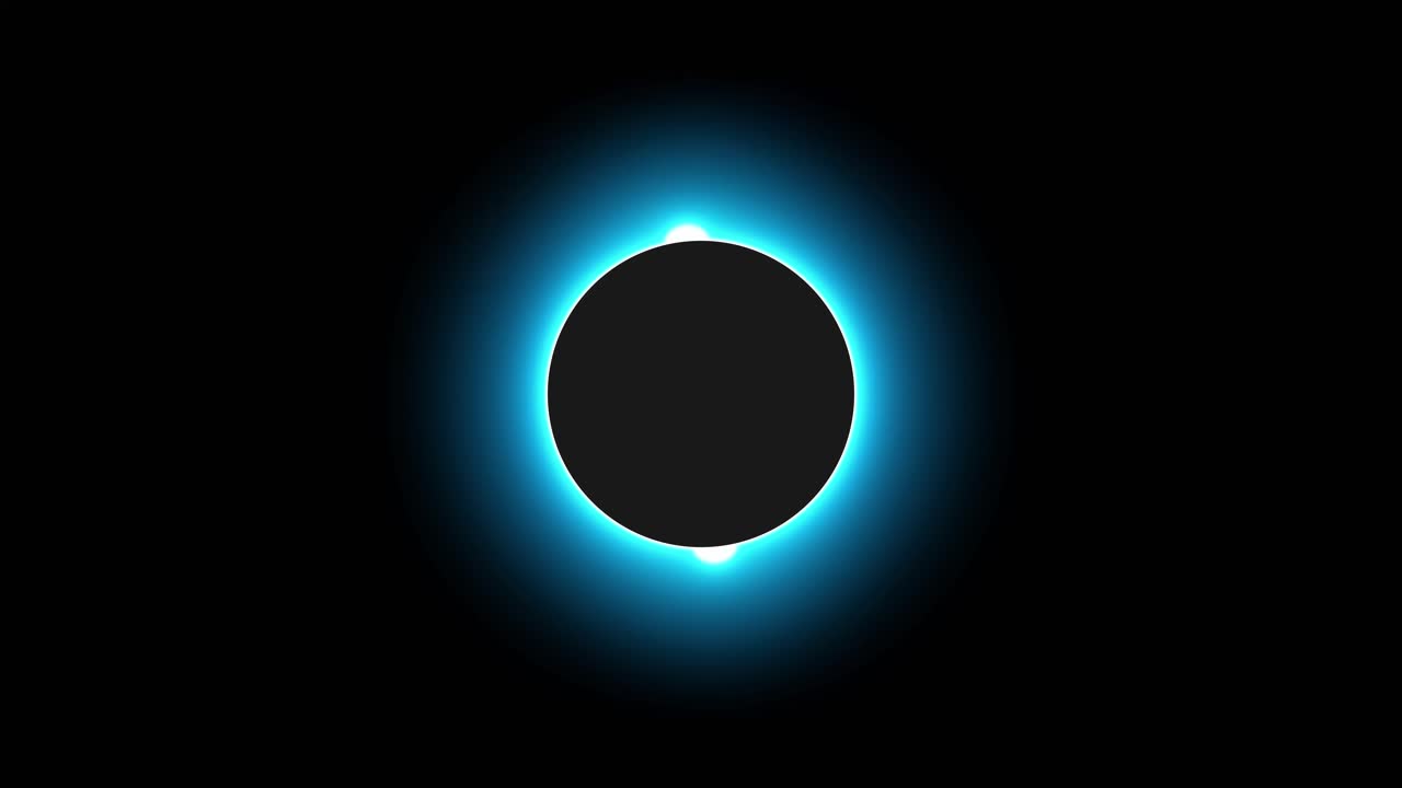 Eclissi Solare Astratta con Corona Blu Luminosa