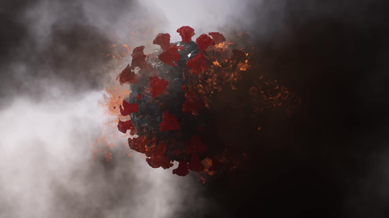 Realistic 3D footage of virus and particles