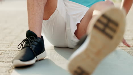 Black-man,-fitness-and-yoga-mat-for-stretching