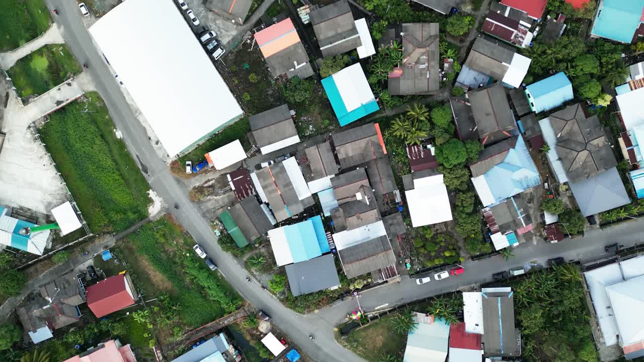 Aerial Drone View During Summer Kabong Fishing Village,With River And Beach,Sarawak,Borneo