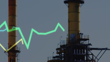 animation of financial data processing over chimneys