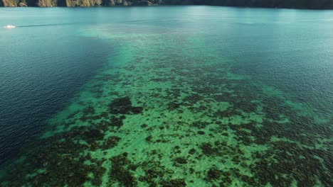 4k aerial of turquoise colored coral reef, coron, palawan philippines 3