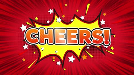 cheers text pop art style expression retro comic bubble expression cartoon illustration isolated