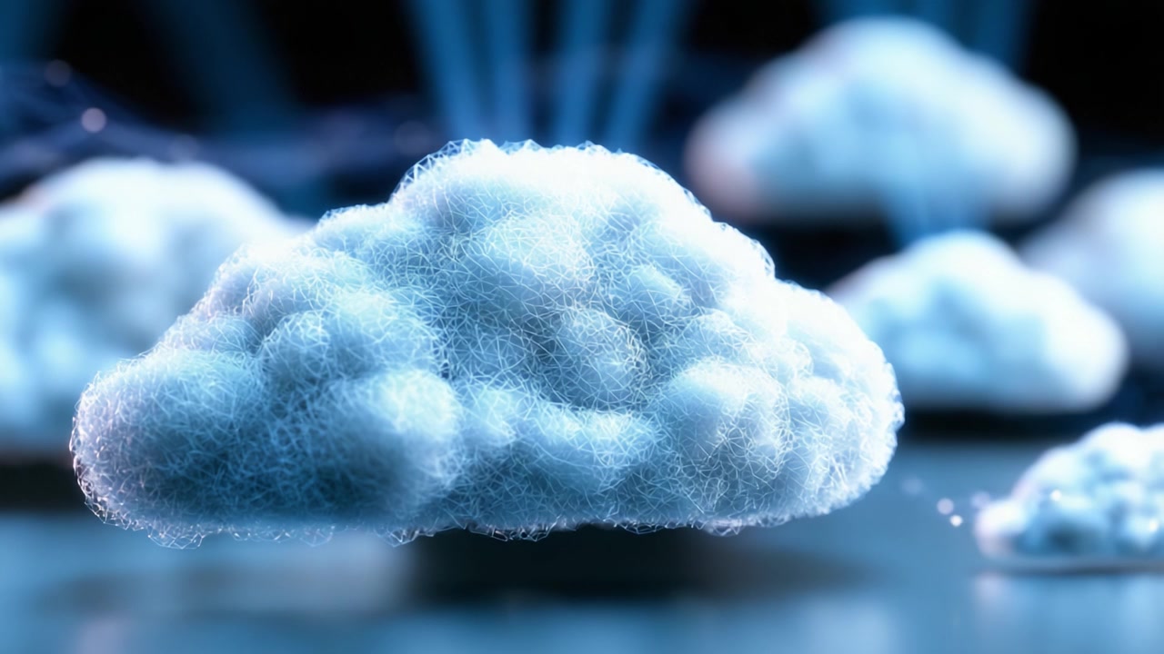 Floating Cloud Formations Captured in Dynamic Style, Showcasing the Intricate Textures and Illumination of Cloud-Like Structures in a Virtual Environment