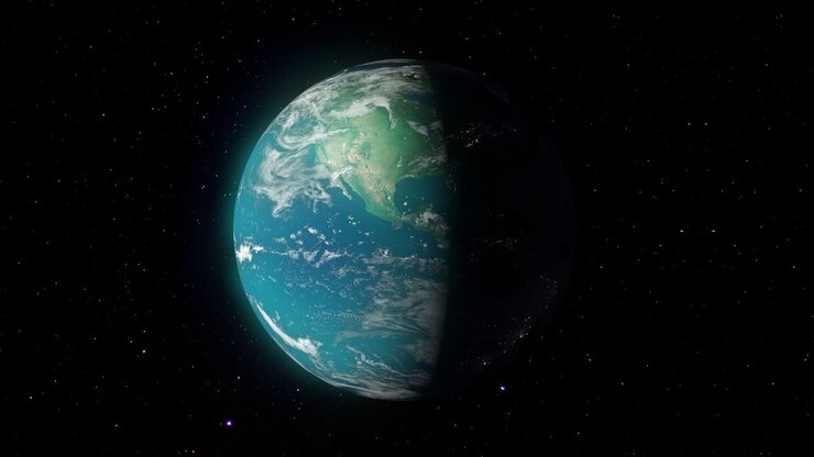 Planeet Aarde draaiend rond de Zon, dagen en jaren verstrijken, eindeloze cyclus.