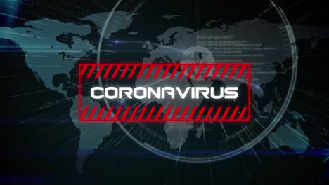 animation of coronavirus text over world map