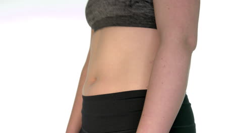 side view of a woman's belly