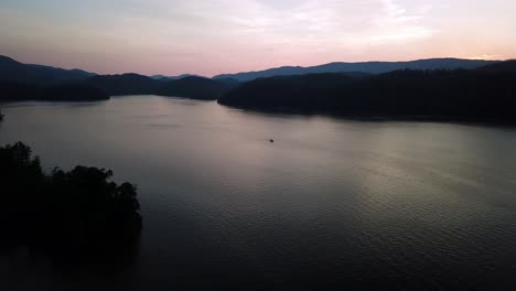 aerial sunset pullout over watauga lake