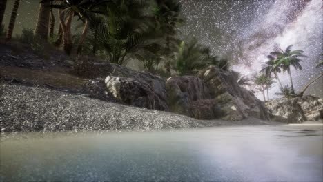 beautiful fantasy tropical beach with milky way star in night skies