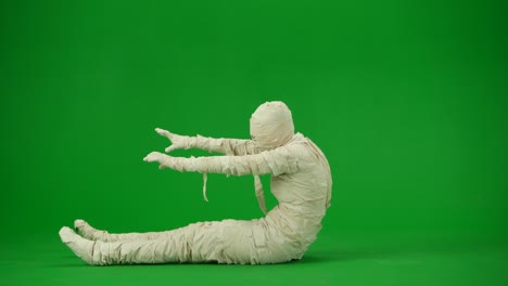 green screen isolated chroma key video capturing a mummy dancing and singing actively into the - green screen isolated chroma key video capturing a mummy dancing and singing actively into the microphone. haloween holidays. mock up, workspace for your promotion clip or advertisement