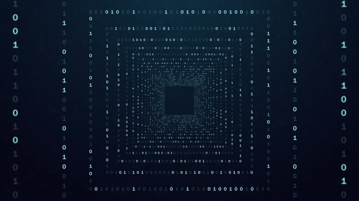 Abstract futuristic cyberspace with binary code, matrix animated background with digits. Programming code, mining cryptocurrency concept looped animation. Web development, virtual space digital tunnel