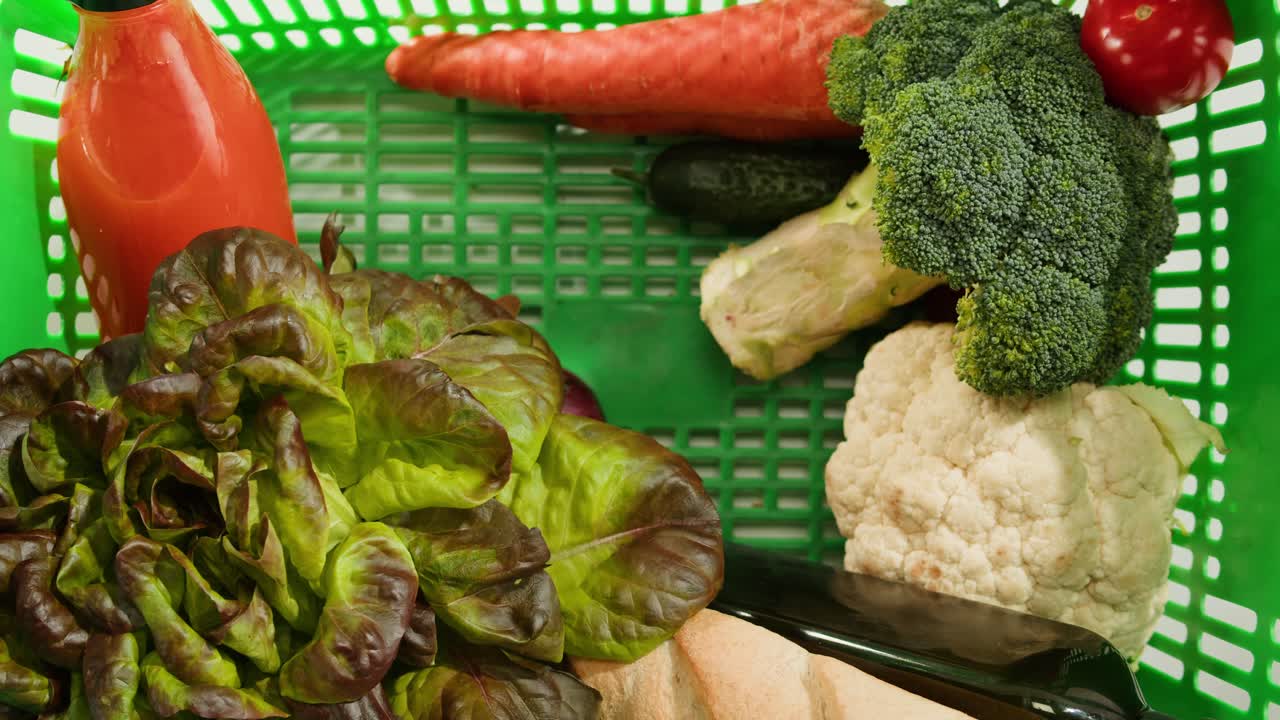 Grocery Basket Full of Fresh Produce