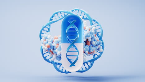 biological proteins and medical capsule, 3d rendering.