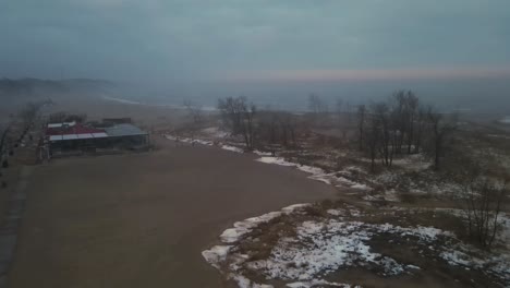 Snow-melting-not-thick-mist-near-the-Deck-at-Pere-Marquette