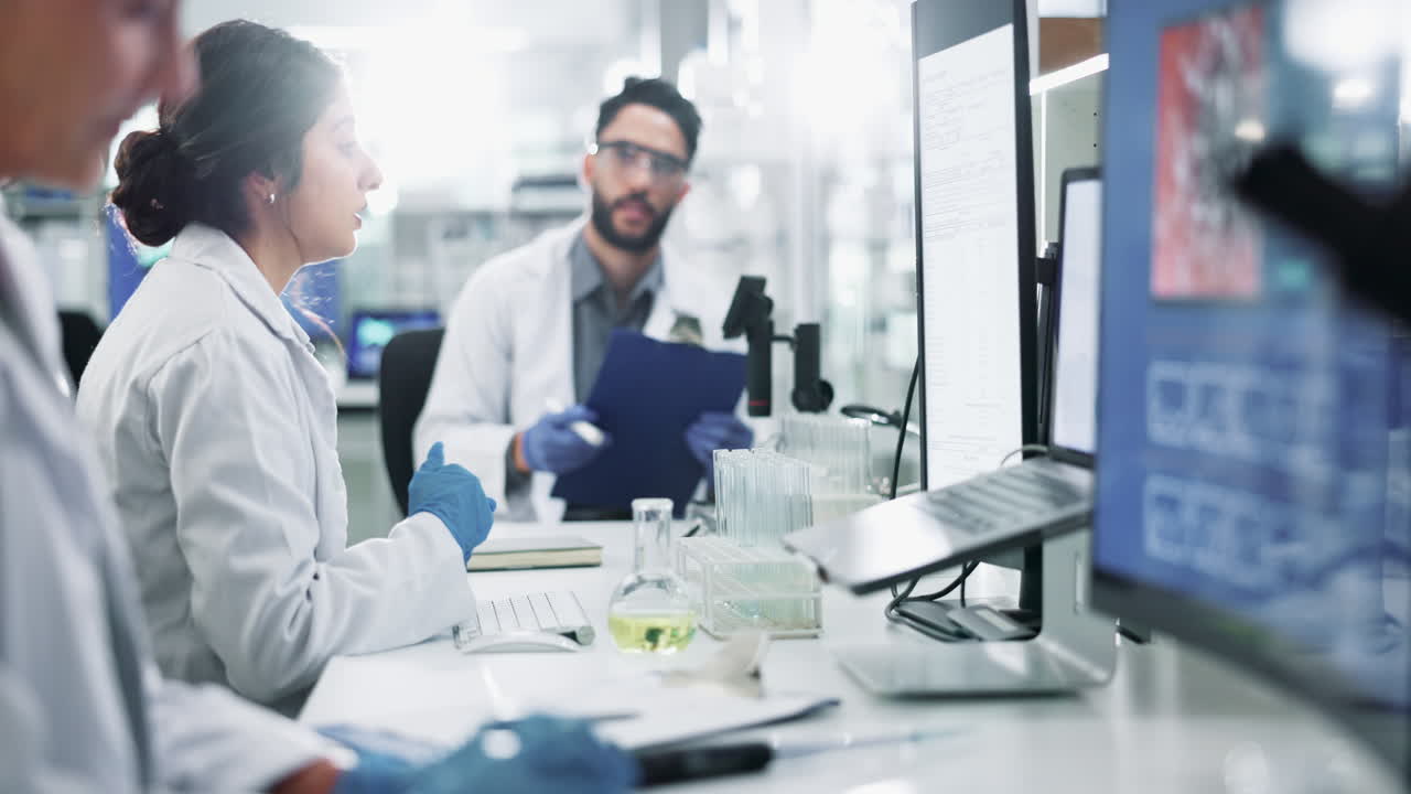 Scientists conducting research in a laboratory