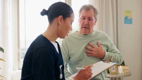 Clipboard,-chest-pain-and-nurse-with-senior-man