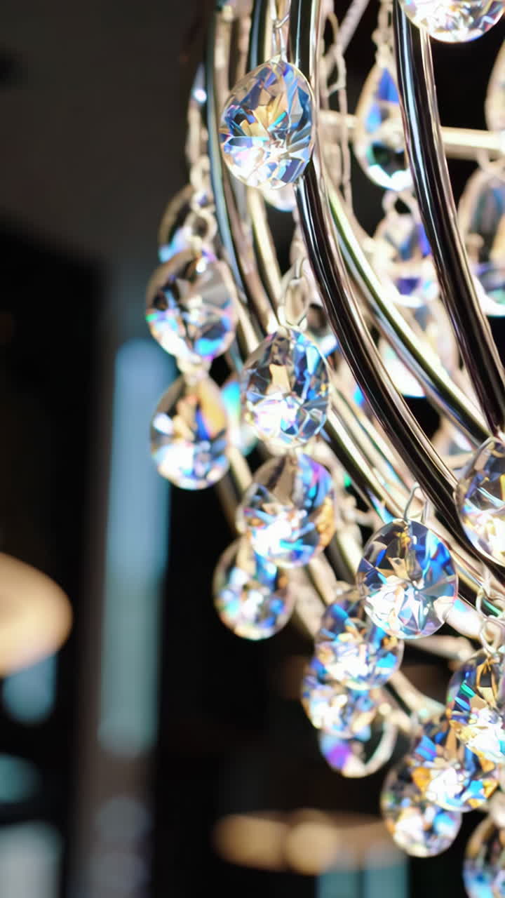 Close-up of a Modern Crystal Chandelier