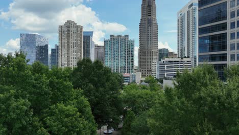 Aerial-approach-towards-high-rise-condos-in-Buckhead