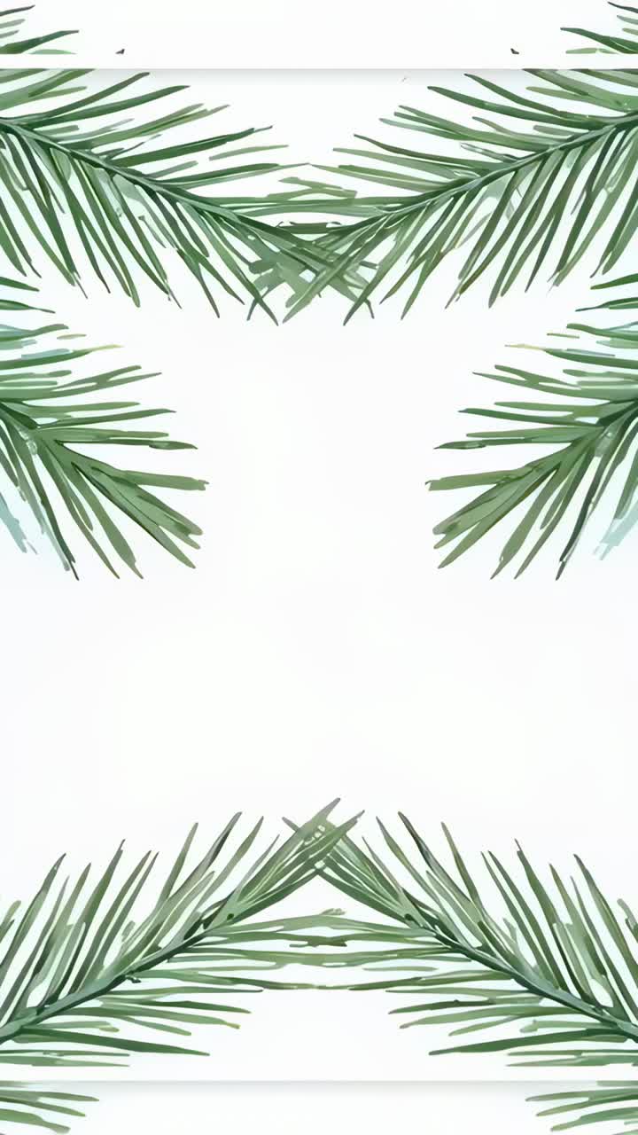 Vertical video: Shifting on playback, pine-needle clusters sliding inward at card for overlay space