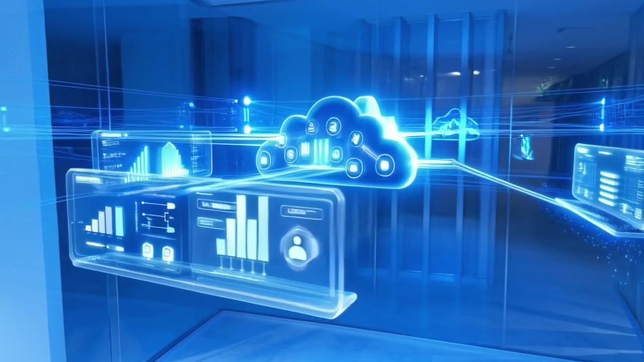 Digital Cloud Computing Network Visualization in Modern Office