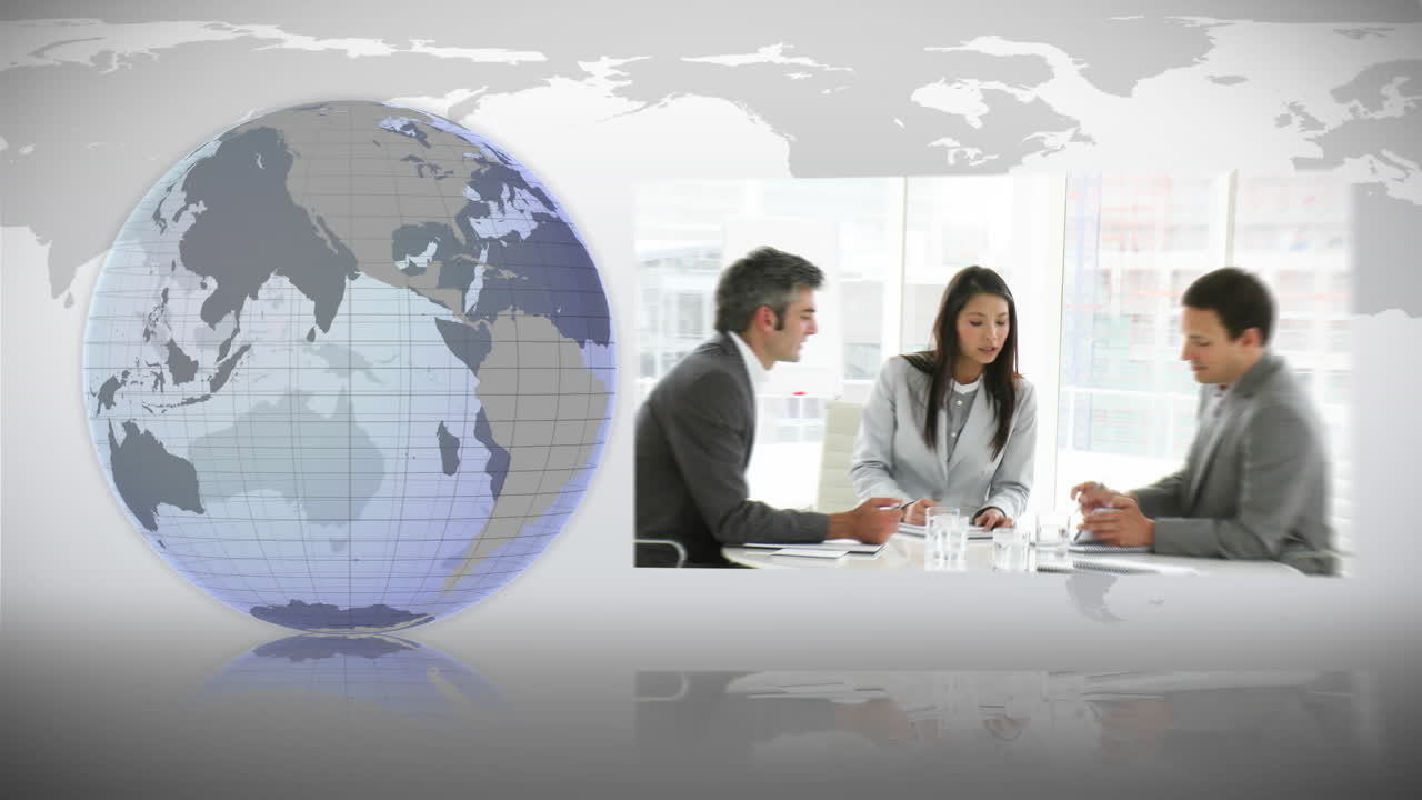 파란 지구는 비즈니스 회의로 자신을 돌리고 있습니다.