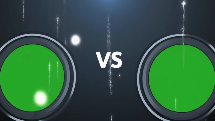 Versus Screen Template with Green Screen Circles and Animated Particles