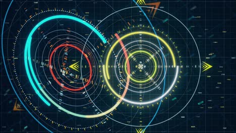 radar system and modern futuristic display, military security concept. animation. radar screen showing scan results.