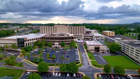 johnson city medical center fast push in aerial in johnson city tennessee