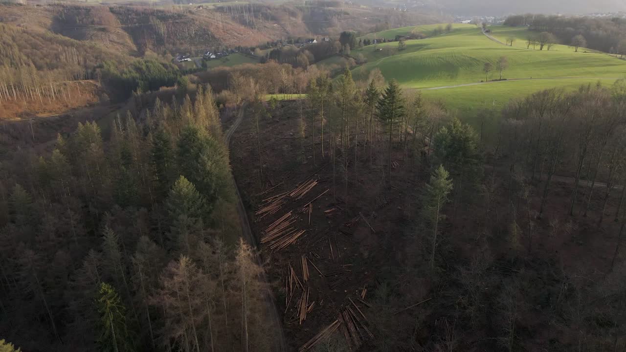 Gloomy aerial shot of North Rhine Westfalia and