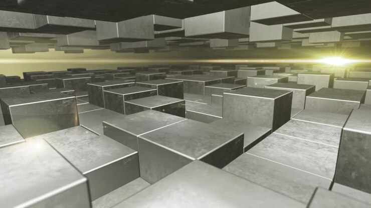 Animazione di Cubi Metallici in Loop Continuo