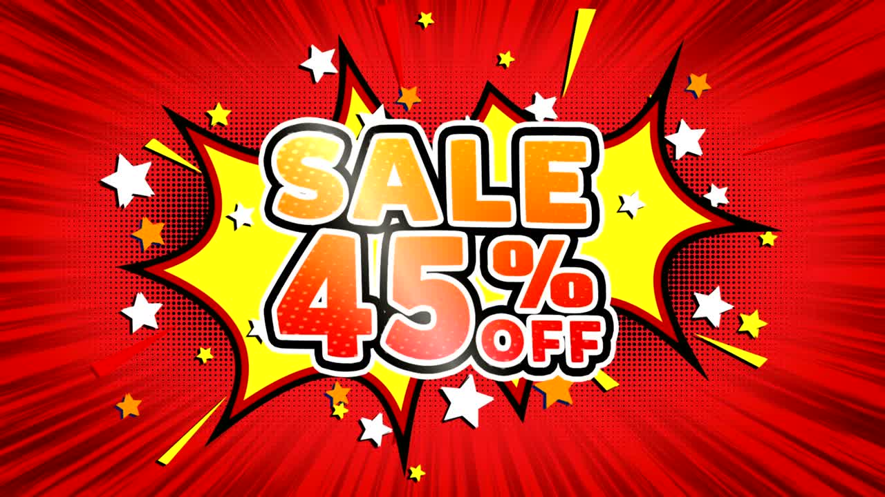 45 단어 할인 레트로 만화 버블 원활한 루프